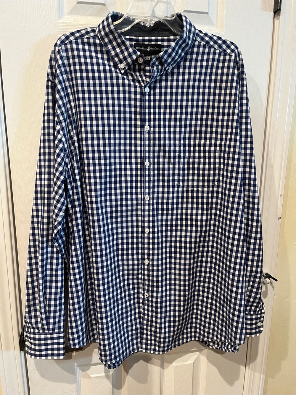Beverly Hills Polo Club Blue and White Checked Button-Down Shirt